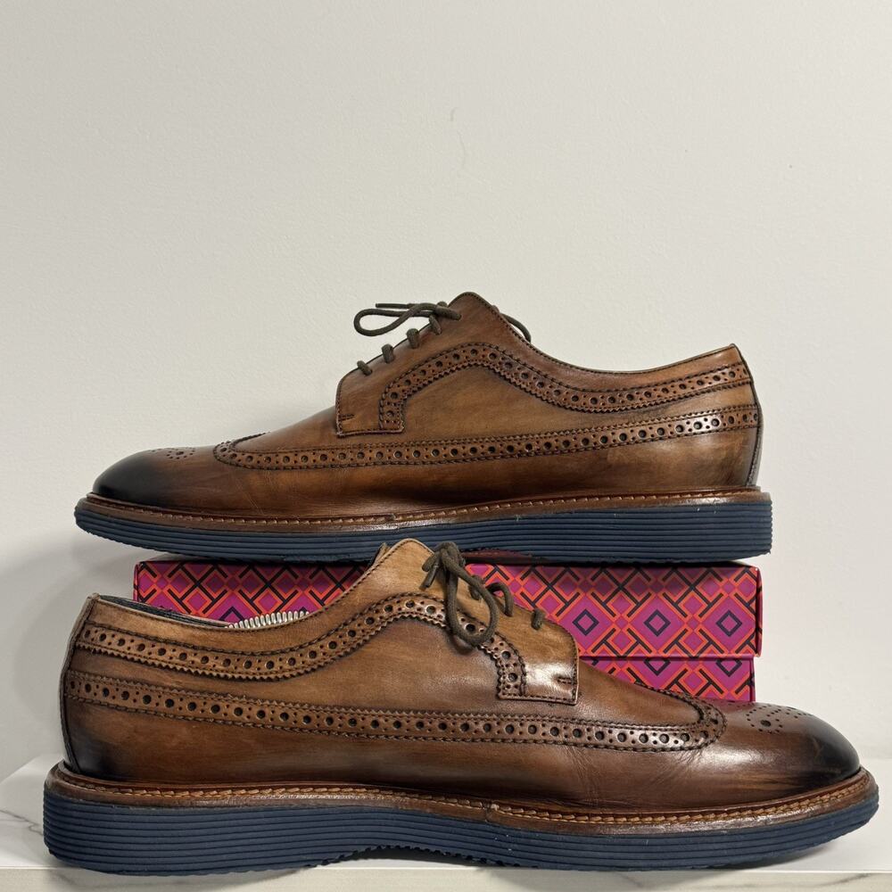Johnston &Murphy Collection Flynch Wingtip Oxfords Tan Italian Leather Shoes 12M